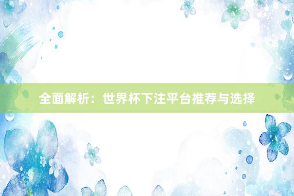全面解析：世界杯下注平台推荐与选择