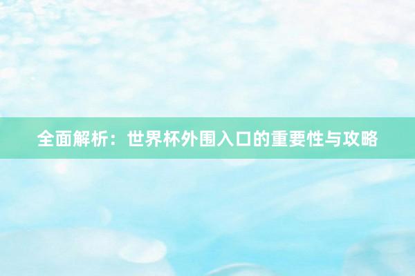 全面解析：世界杯外围入口的重要性与攻略
