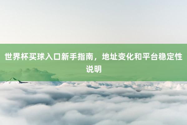 世界杯买球入口新手指南，地址变化和平台稳定性说明