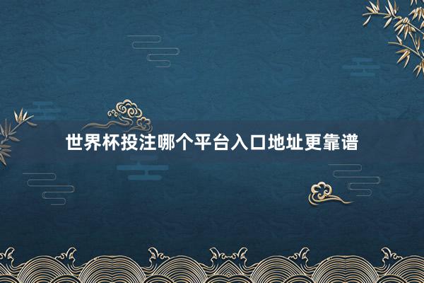 世界杯投注哪个平台入口地址更靠谱
